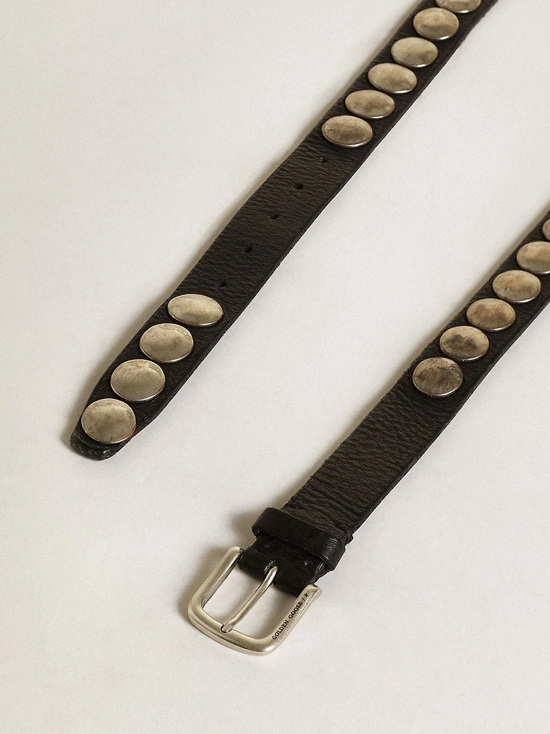 Black Trinidad belt washed leather with studs