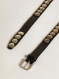 Black Trinidad belt washed leather with studs
