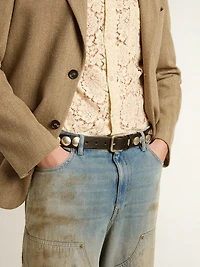 Black Trinidad belt washed leather with studs