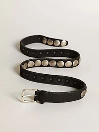 Black Trinidad belt washed leather with studs