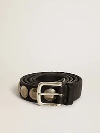 Black Trinidad belt washed leather with studs