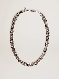 Men's antique silver-colored chain necklace