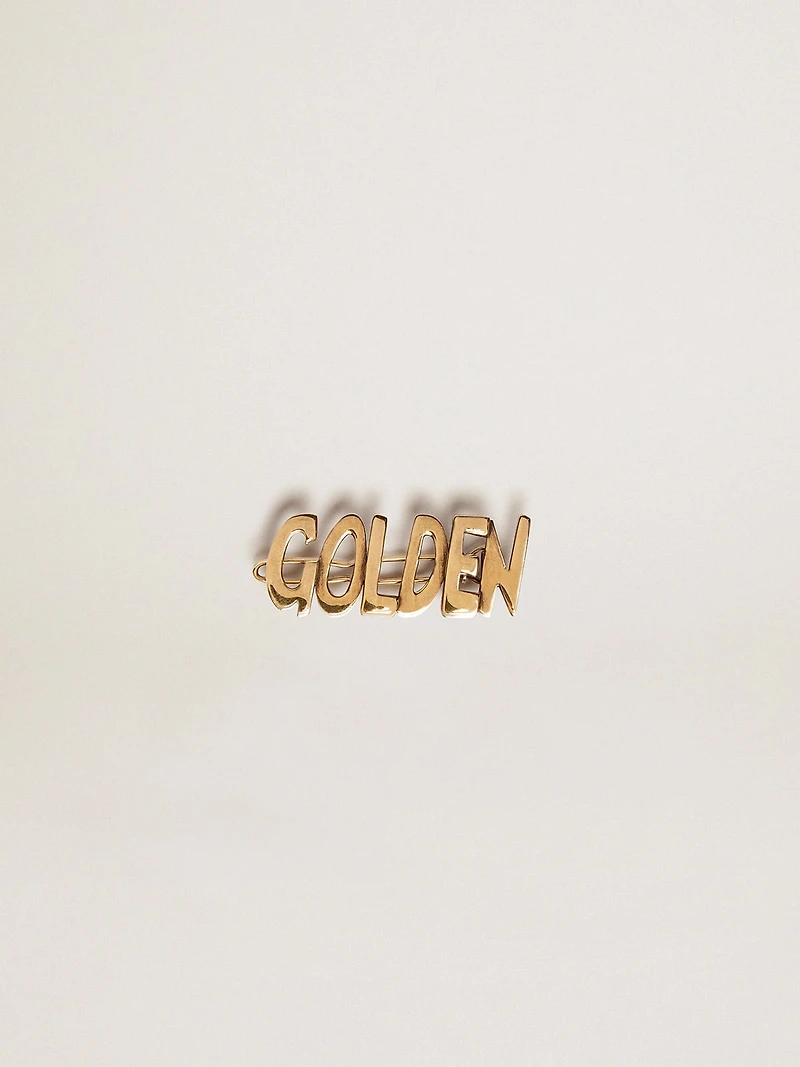 Men's lace lock with clip in old gold color with Golden lettering