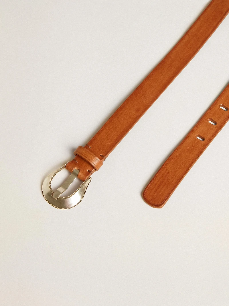 Men’s belt tan-colored washed leather