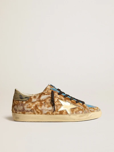 Men’s Super-Star LAB leopard pony skin with gold star and gray heel tab