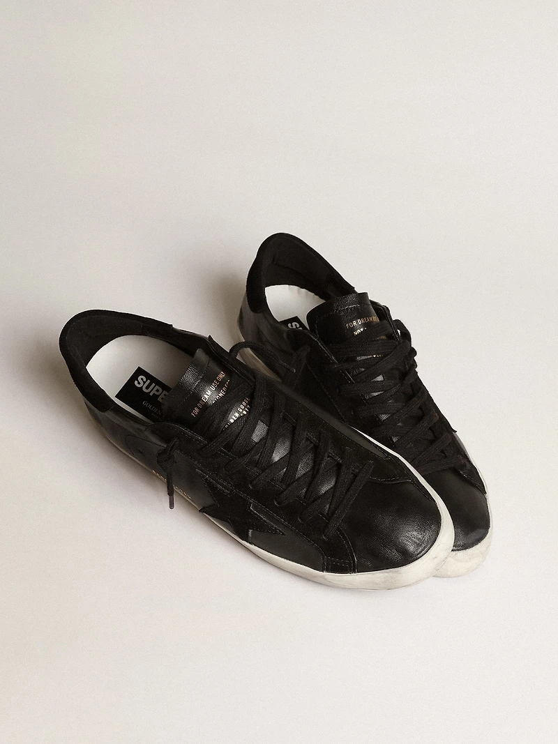 Men's Super-Star black nappa with suede star and heel tab