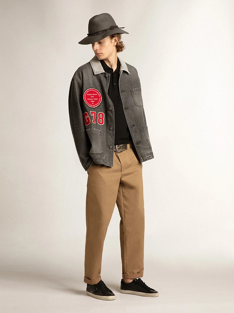Men's Super-Star black nappa with suede star and heel tab