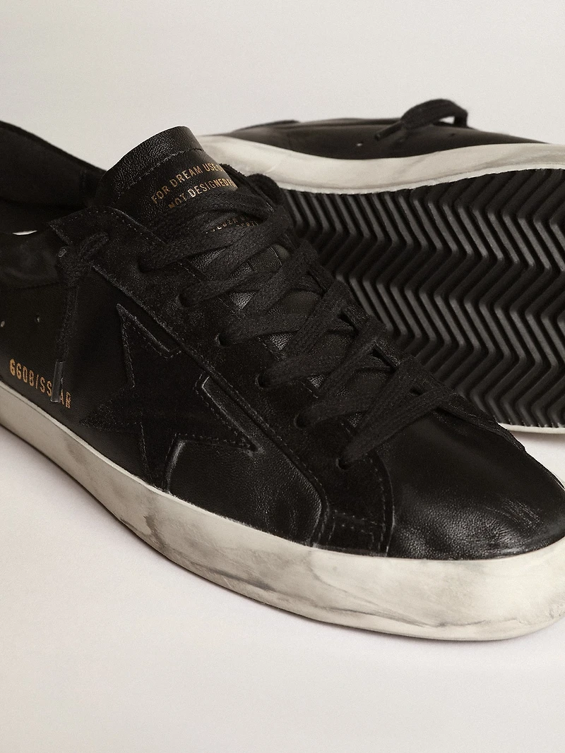 Men's Super-Star black nappa with suede star and heel tab