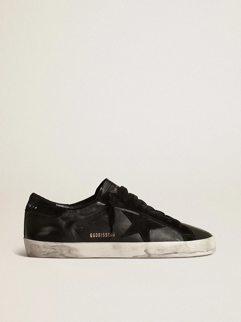 Men's Super-Star black nappa with suede star and heel tab