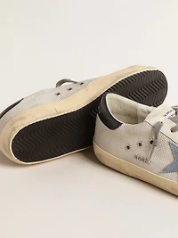 Super-Star pale silver mesh with light blue suede star