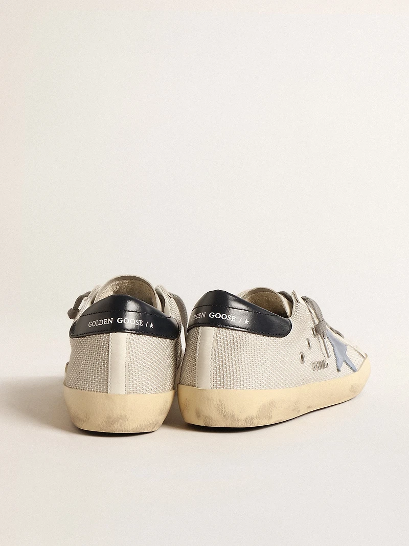 Super-Star pale silver mesh with light blue suede star
