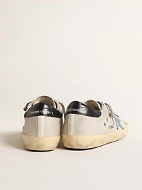 Super-Star pale silver mesh with light blue suede star