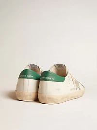 Super-Star white leather with ice-gray suede star and green heel tab
