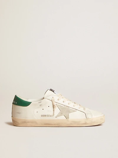 Super-Star white leather with ice-gray suede star and green heel tab