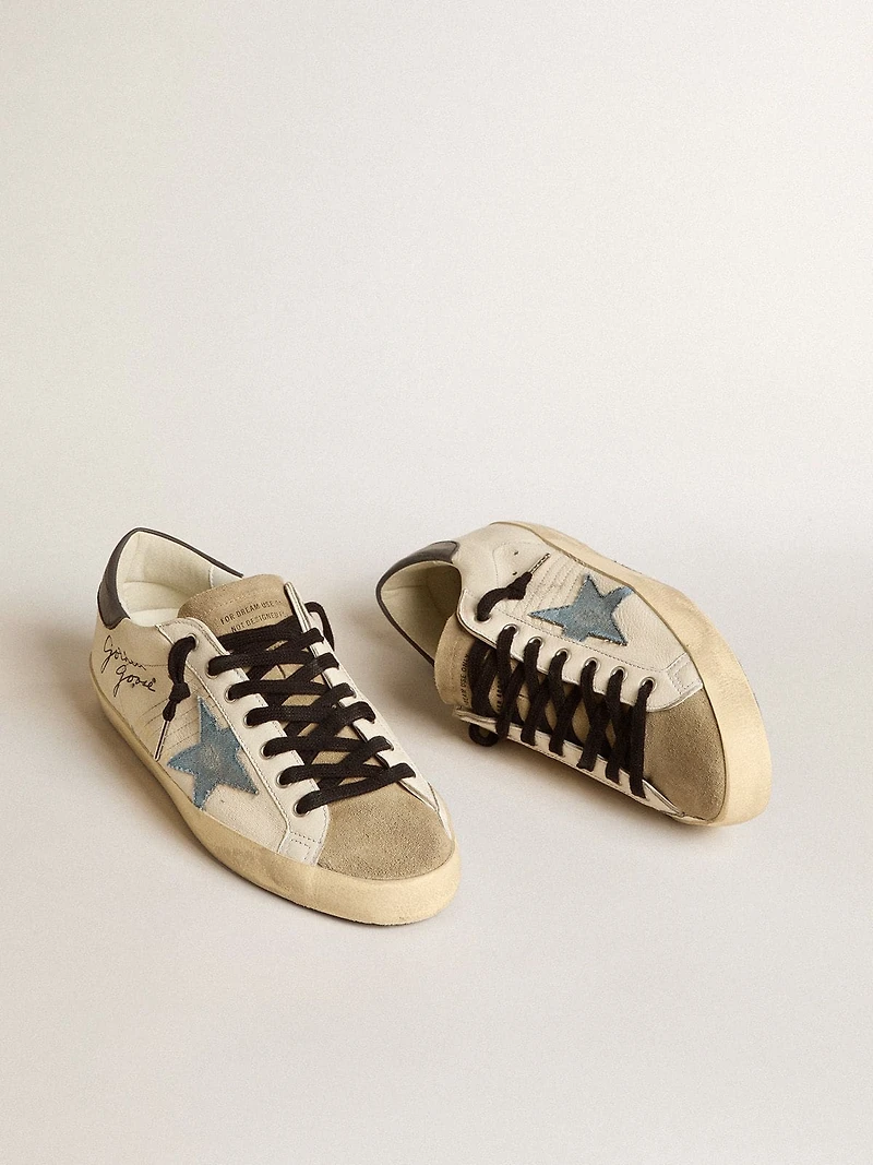 Super-Star nappa leather with light blue suede star and gray heel tab