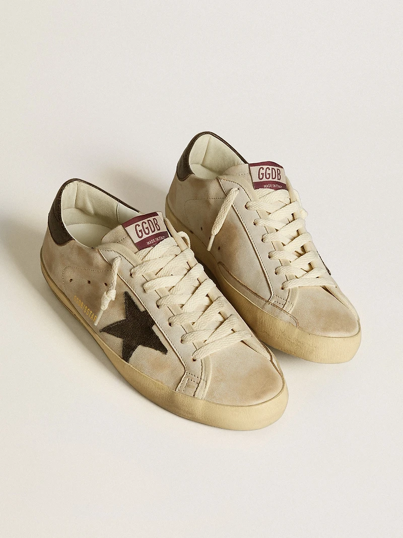 Men's Super-Star leather with black denim star and heel tab