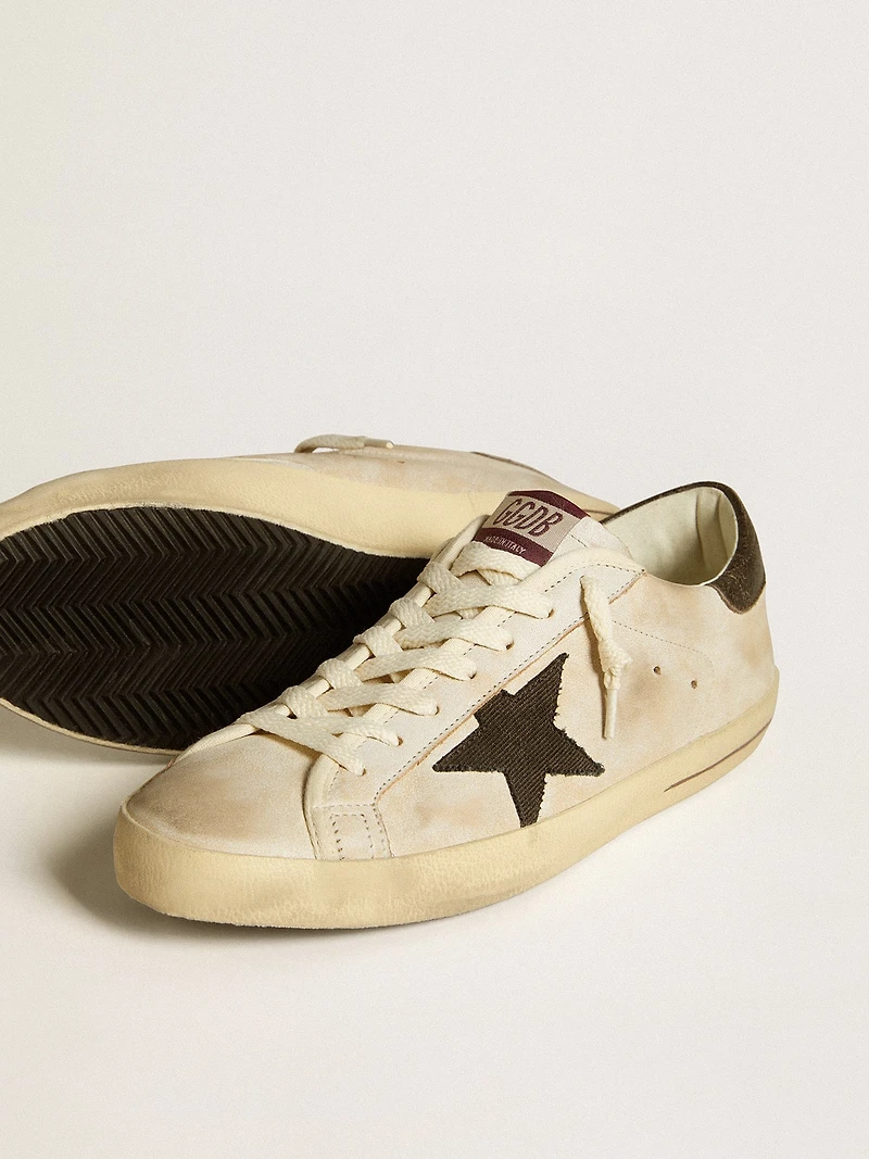 Men's Super-Star leather with black denim star and heel tab