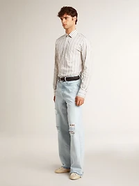 Men's Super-Star leather with black denim star and heel tab