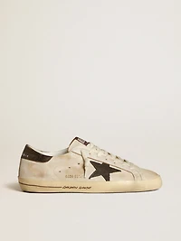Men's Super-Star leather with black denim star and heel tab
