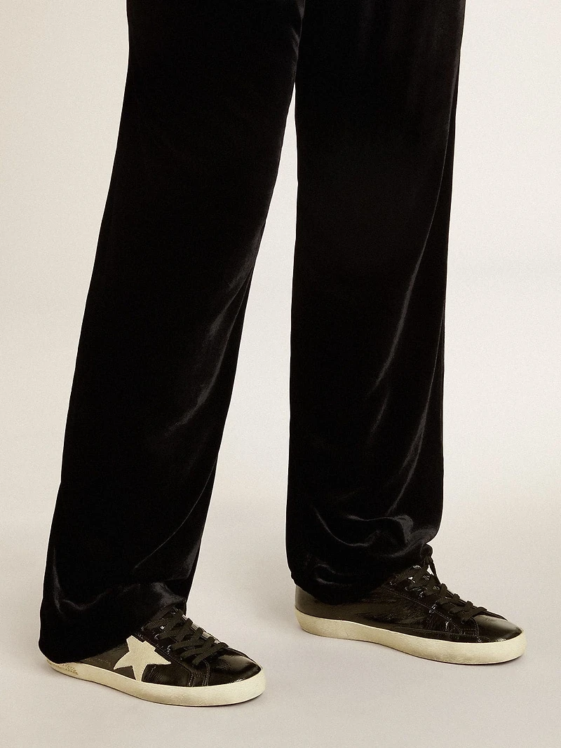 Men's Super-Star LTD black patent leather with suede star and heel tab