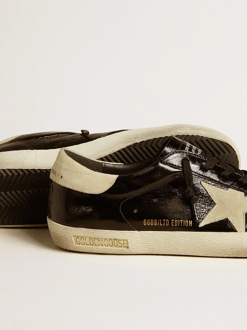 Men's Super-Star LTD black patent leather with suede star and heel tab