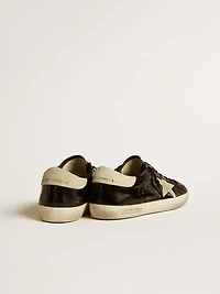 Men's Super-Star LTD black patent leather with suede star and heel tab