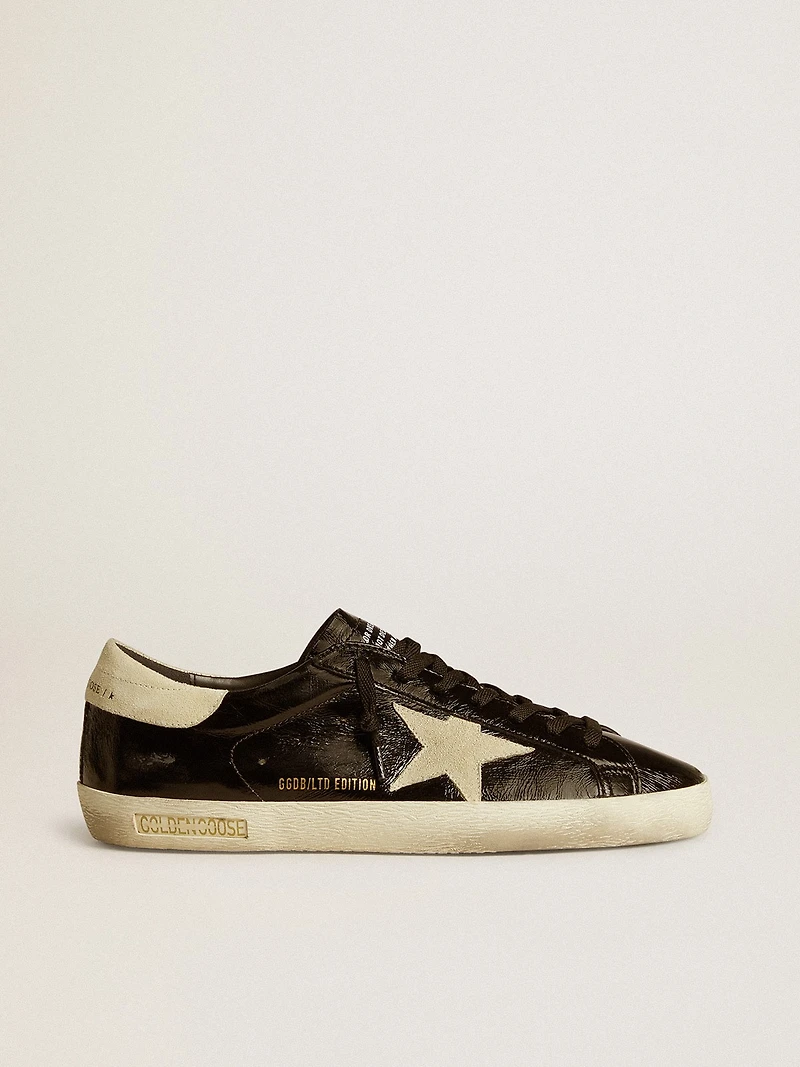 Men's Super-Star LTD black patent leather with suede star and heel tab