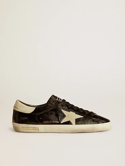 Men's Super-Star LTD black patent leather with suede star and heel tab