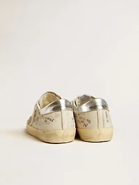 Men's Super-Star LTD white leather with all-over lettering and ice-gray suede star