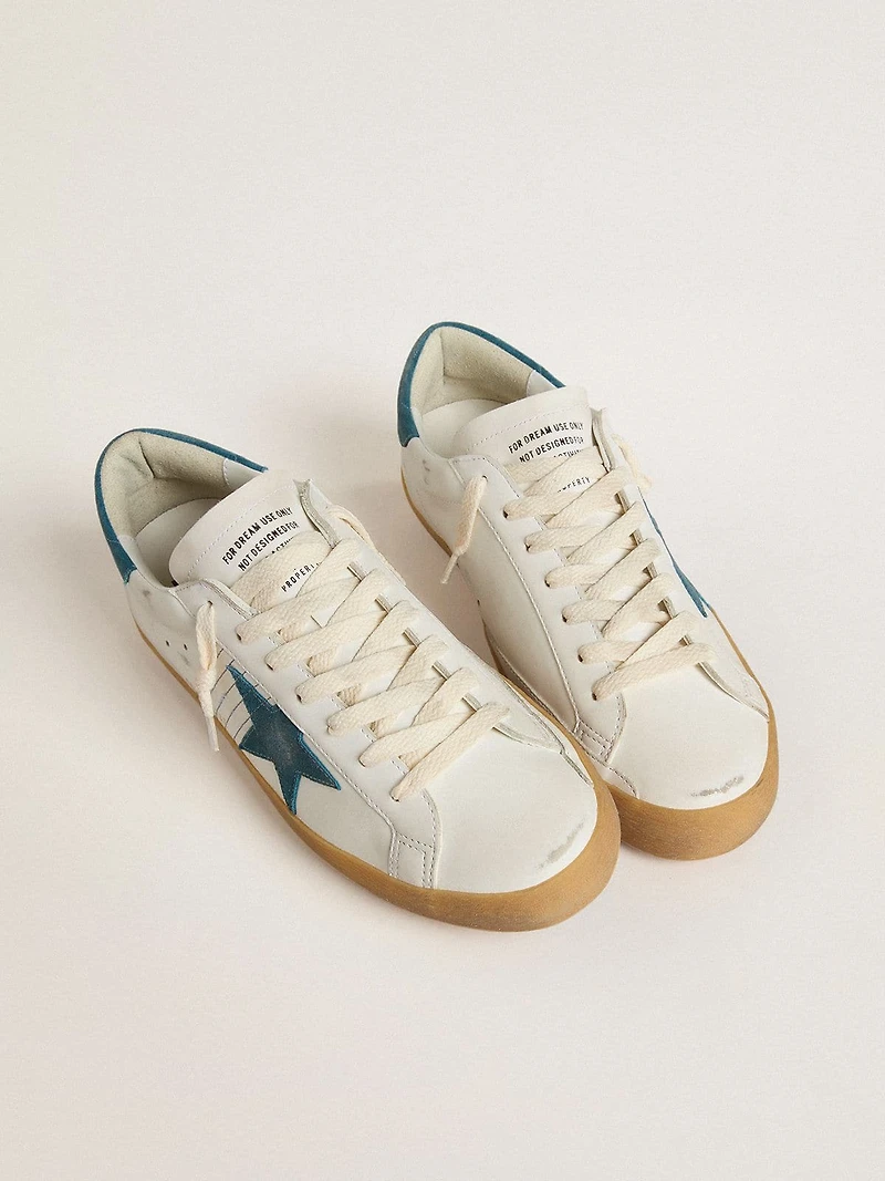 Men's Super-Star leather with petrol-blue suede star and heel tab