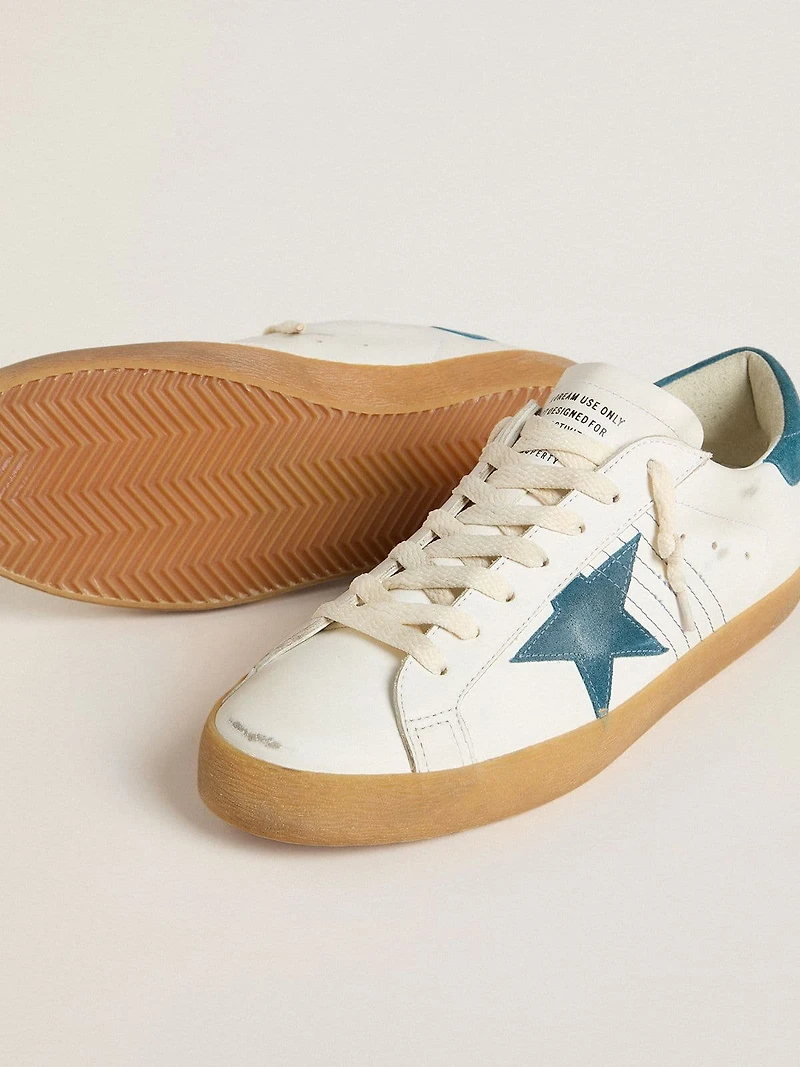 Men's Super-Star leather with petrol-blue suede star and heel tab