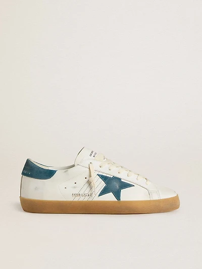 Men's Super-Star leather with petrol-blue suede star and heel tab