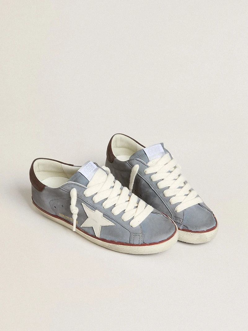 Super-Star LTD light blue nubuck leather with white star and brown heel tab