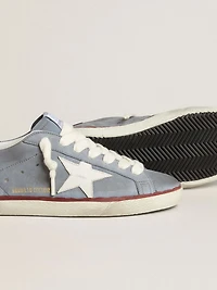 Super-Star LTD light blue nubuck leather with white star and brown heel tab