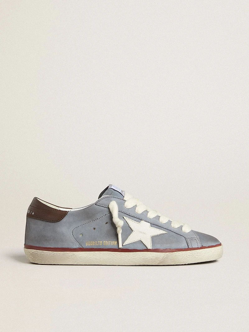 Super-Star LTD light blue nubuck leather with white star and brown heel tab
