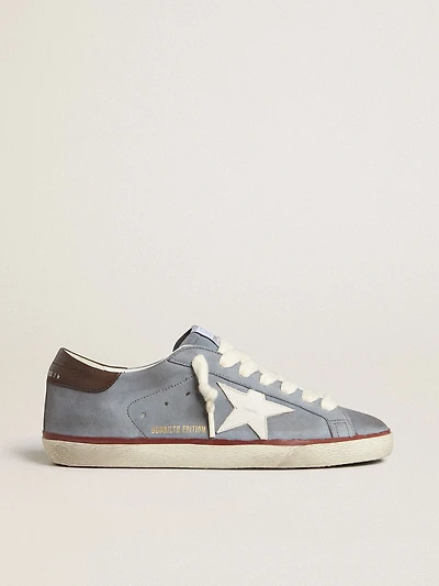 Super-Star LTD light blue nubuck leather with white star and brown heel tab