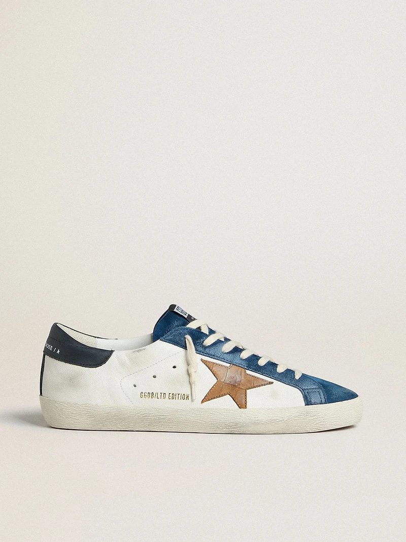 Men's Super-Star LTD with tobacco-colored croc-print leather star and black heel tab