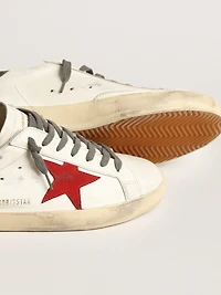 Men's Super-Star with red suede star and green leather heel tab