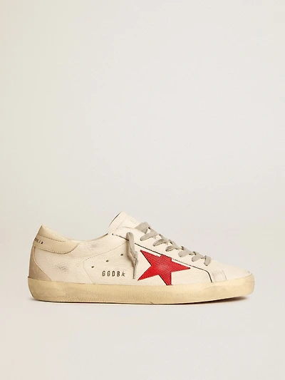 Men's Super-Star nappa with red star and cream leather heel tab