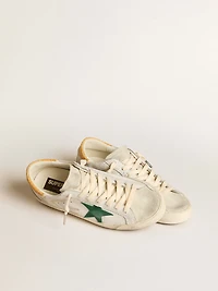 Men's Super-Star with green suede star and yellow croc-print leather heel tab