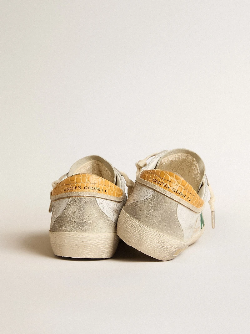 Men's Super-Star with green suede star and yellow croc-print leather heel tab