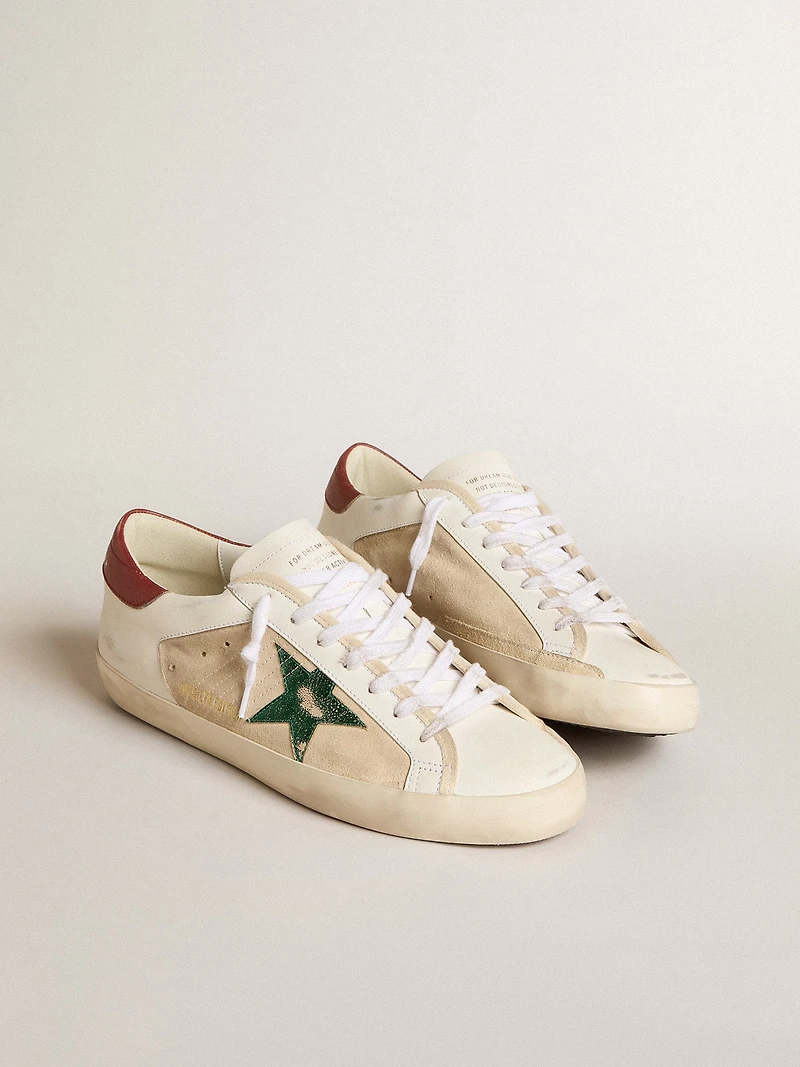 Men's Super-Star LTD suede with green metallic star and red heel tab