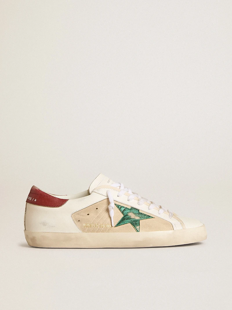 Men's Super-Star LTD suede with green metallic star and red heel tab