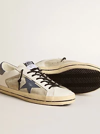 Men's Super-Star leather and suede with blue lizard-print star