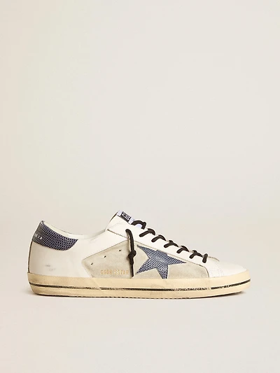 Men's Super-Star leather and suede with blue lizard-print star