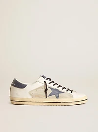 Men's Super-Star leather and suede with blue lizard-print star