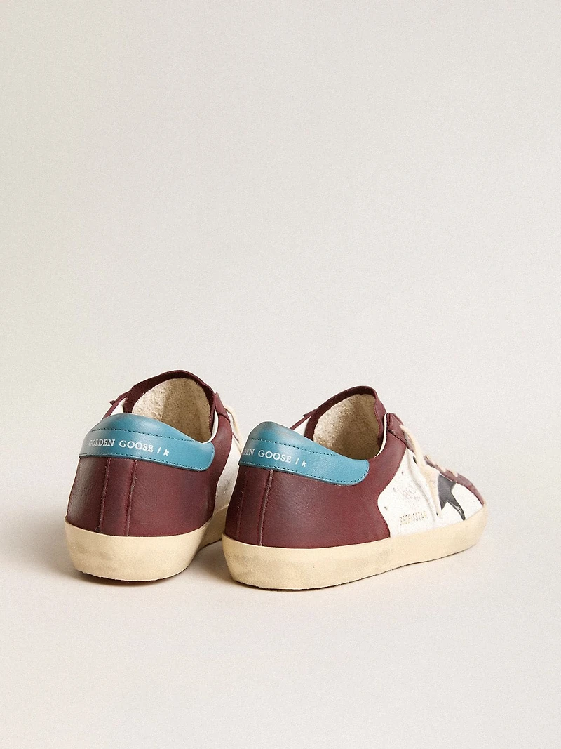 Men’s Super-Star crackle leather with brown star and teal heel tab