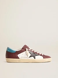 Men’s Super-Star crackle leather with brown star and teal heel tab