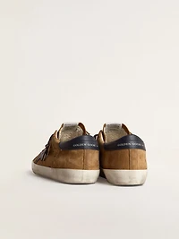 Men's Super-Star LTD tobacco-colored croc-print leather with midnight blue star and heel tab