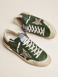 Men's Super-Star green leather and multifoxing